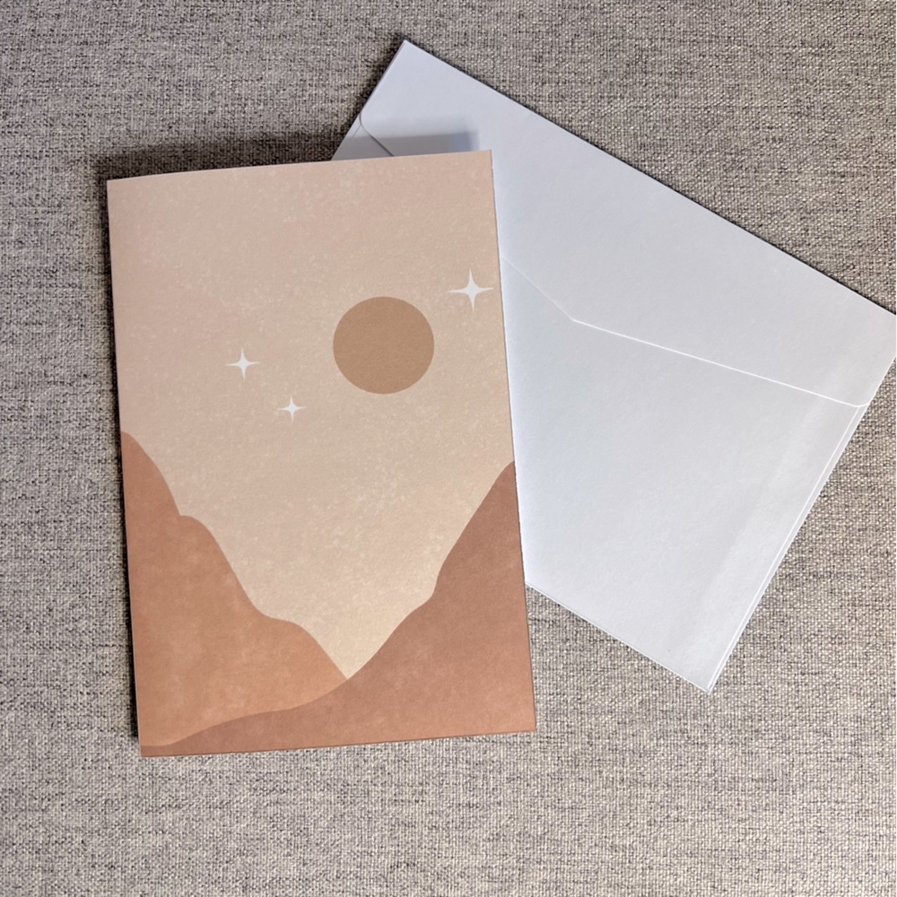 Boho Landscape - Greeting Card - Starry Night 02 - 5x7 blank inside w/envelope